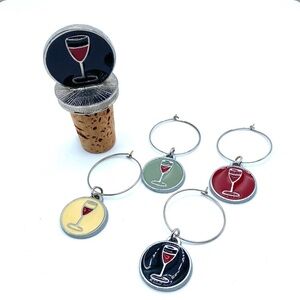 Wine Glass Charm Set with Cork Stopper